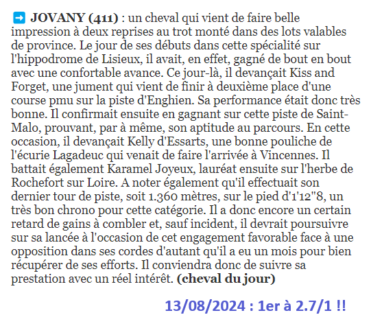 Pronostic PMU gagnant cheval du jour du mardi 13 aout 2024