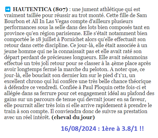 Pronostic PMU gagnant cheval du jour du vendredi 16 aout 2024