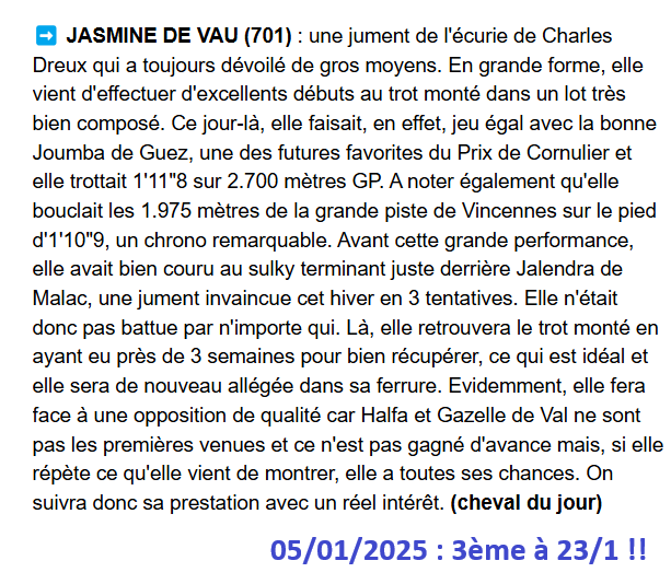 Pronostic gagnant du dimanche 5 janvier 2025