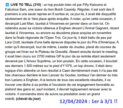 Pronostic PMU gagnant du 12 avril 2025
