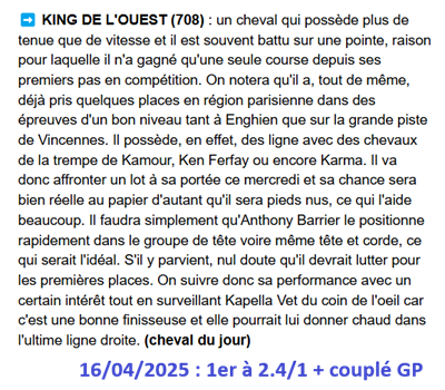 Pronostic PMU gagnant du 16 avril 2025