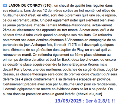 Pronostic PMU gagnant du 13 mai 2025