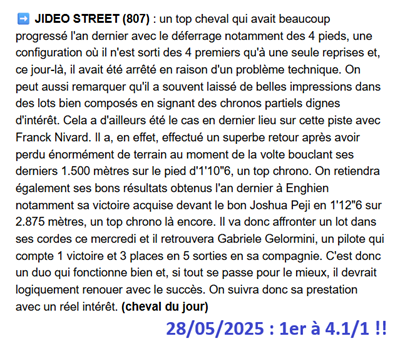 Pronostic PMU gagnant du 28 mai 2025
