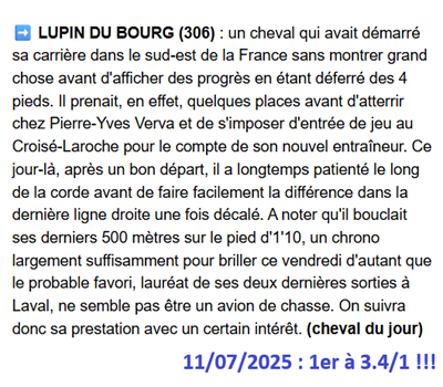Pronostic PMU gagnant du 11 juillet 2025