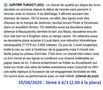 Pronostic PMU gagnant du 10 aout 2025