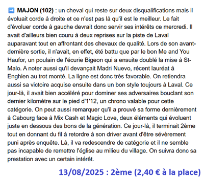 Pronostic PMU gagnant du mercredi 13 aout 2025