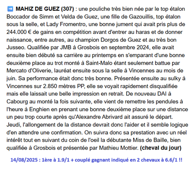 Pronostic PMU gagnant du jeudi 14 aout 2025