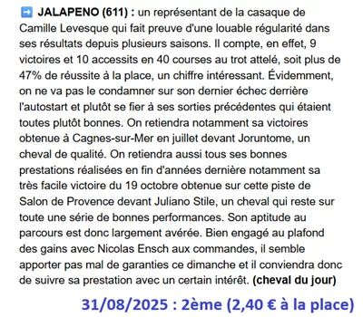 Pronostic PMU gagnant du dimanche 31 aout 2025