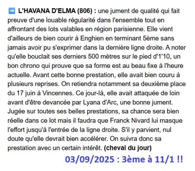 Pronostic PMU gagnant du mercredi 03 septembre 2025