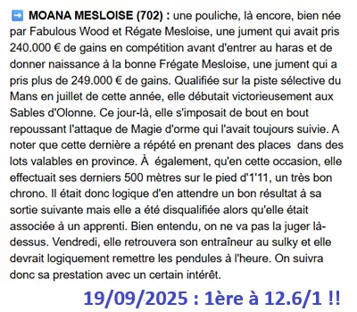 Pronostic pmu gagnant du 19 septembre 2025
