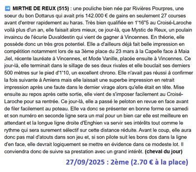 Pronostic pmu gagnant du 27 septembre 2025