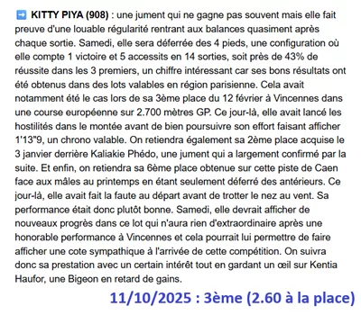 Pronostic pmu gagnant du 11 octobre 2025