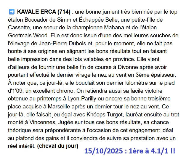 Pronostic pmu gagnant du 15 octobre 2025