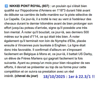 Pronostic pmu gagnant du 18 octobre 2025