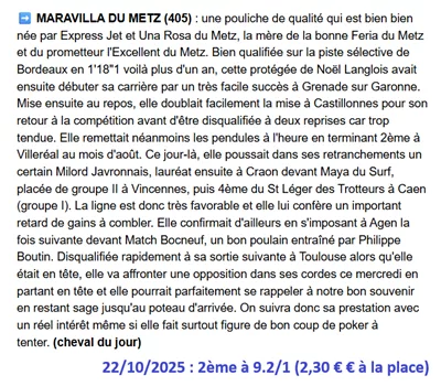 Pronostic pmu gagnant du 22 octobre 2025