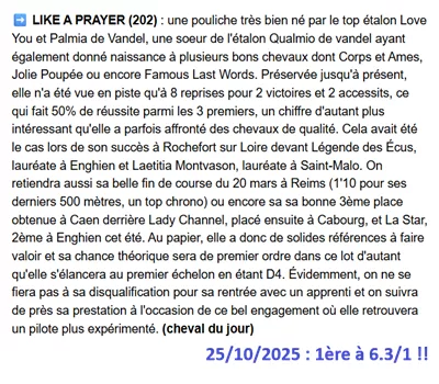 Pronostic pmu gagnant du 25 octobre 2025