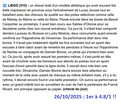 Pronostic pmu gagnant du 26 octobre 2025