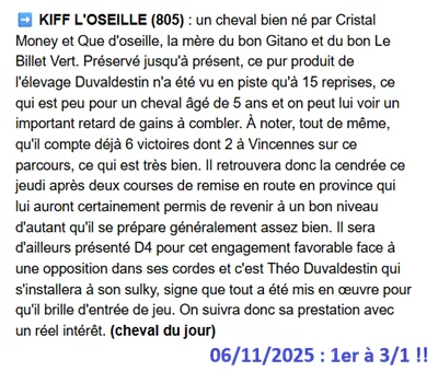 Pronostic PMU gagnant du 06/11/2025