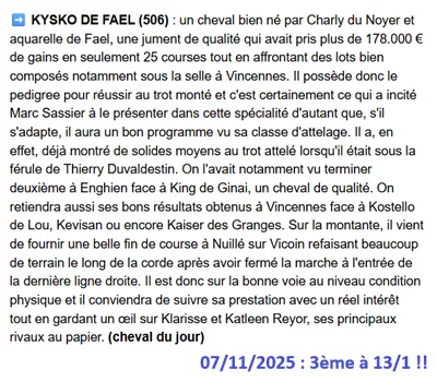 Pronostic PMU gagnant du 07/11/2025