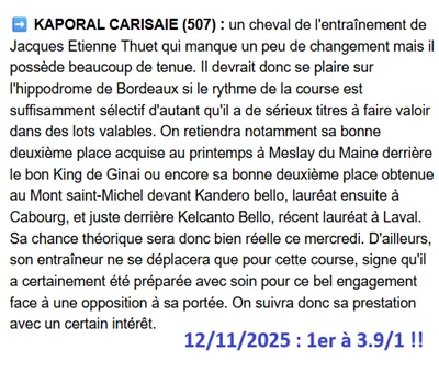 Pronostic PMU gagnant du 12/11/2025