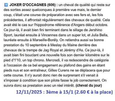 Pronostic PMU gagnant du 12/11/2025