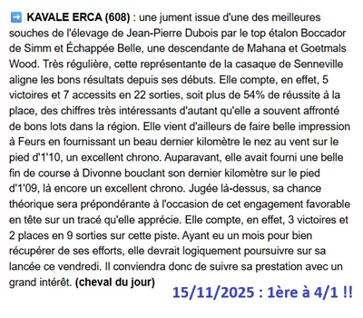 Pronostic PMU gagnant du 15/11/2025