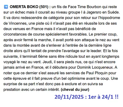 Pronostic PMU gagnant du 20/11/2025