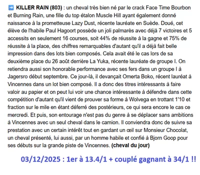 Pronostic PMU gagnant du 03/12/2025