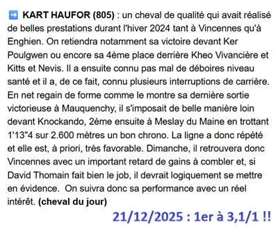 Pronostic PMU gagnant du dimanche 21/12/2025