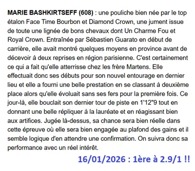 Pronostic PMU gagnant du 16/01/2026