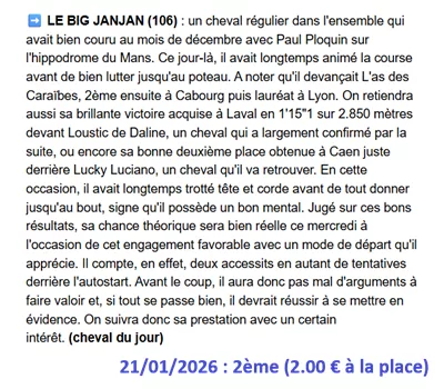 Pronostic PMU gagnant du 21/01/2026