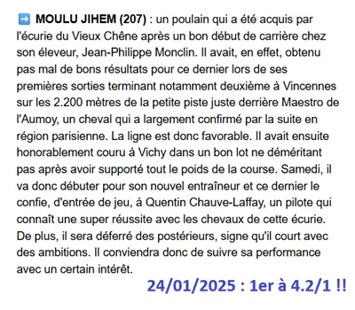 Pronostic PMU gagnant du 24/01/2026