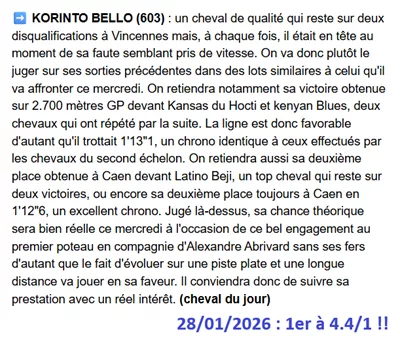 Pronostic PMU gagnant du 28/01/2026