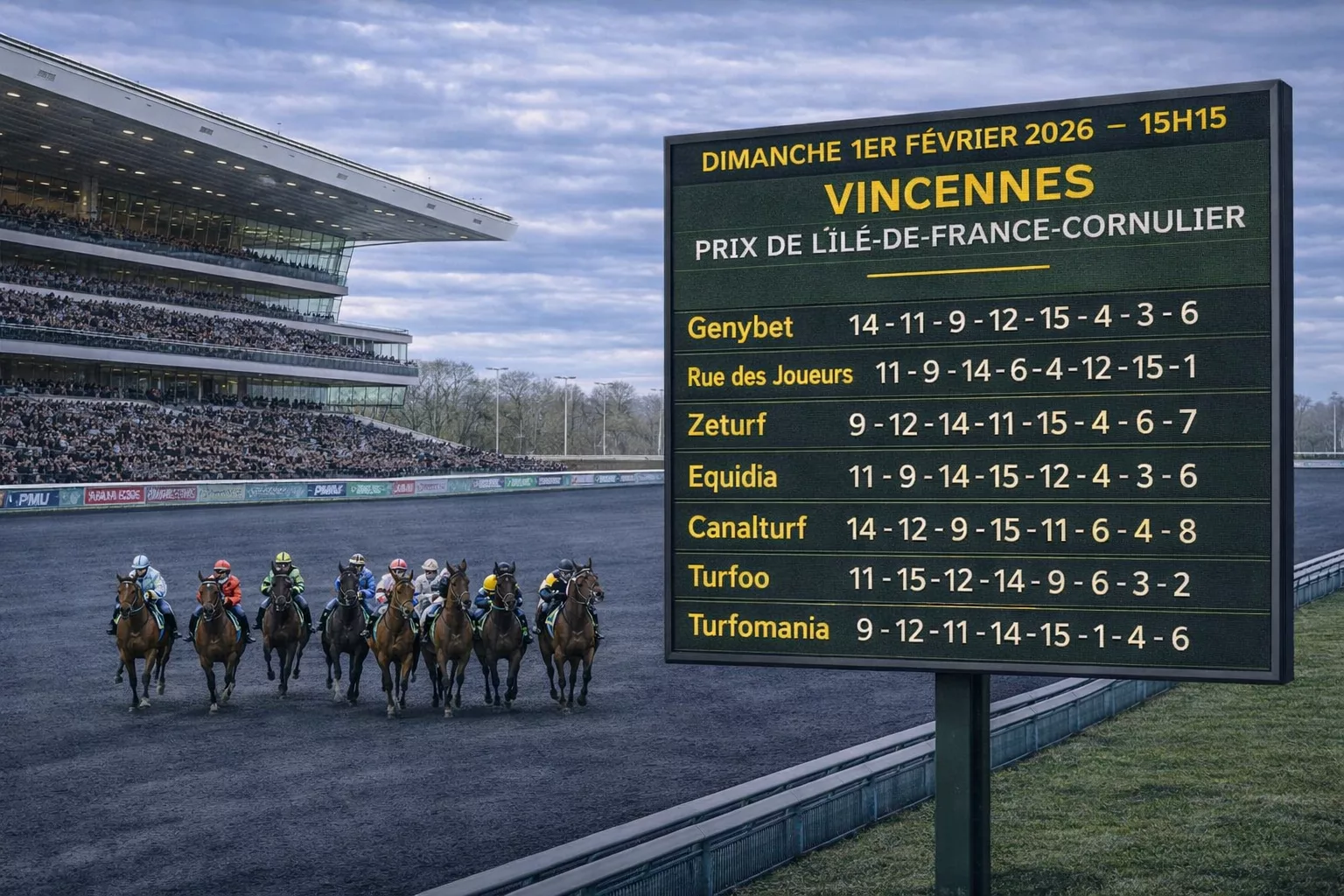 Pronostics quinté de la presse PMU du dimanche 1er février 2026