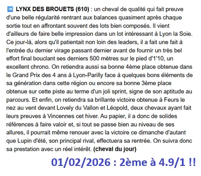 Pronostic PMU gagnant du 01/02/2026