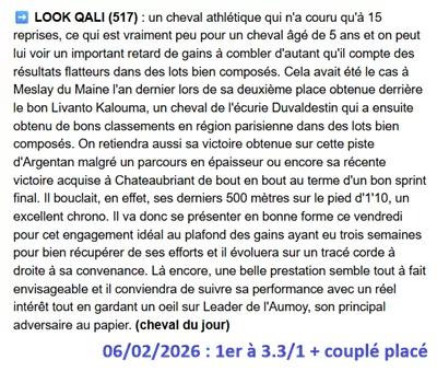 Pronostic PMU gagnant du 06/02/2026