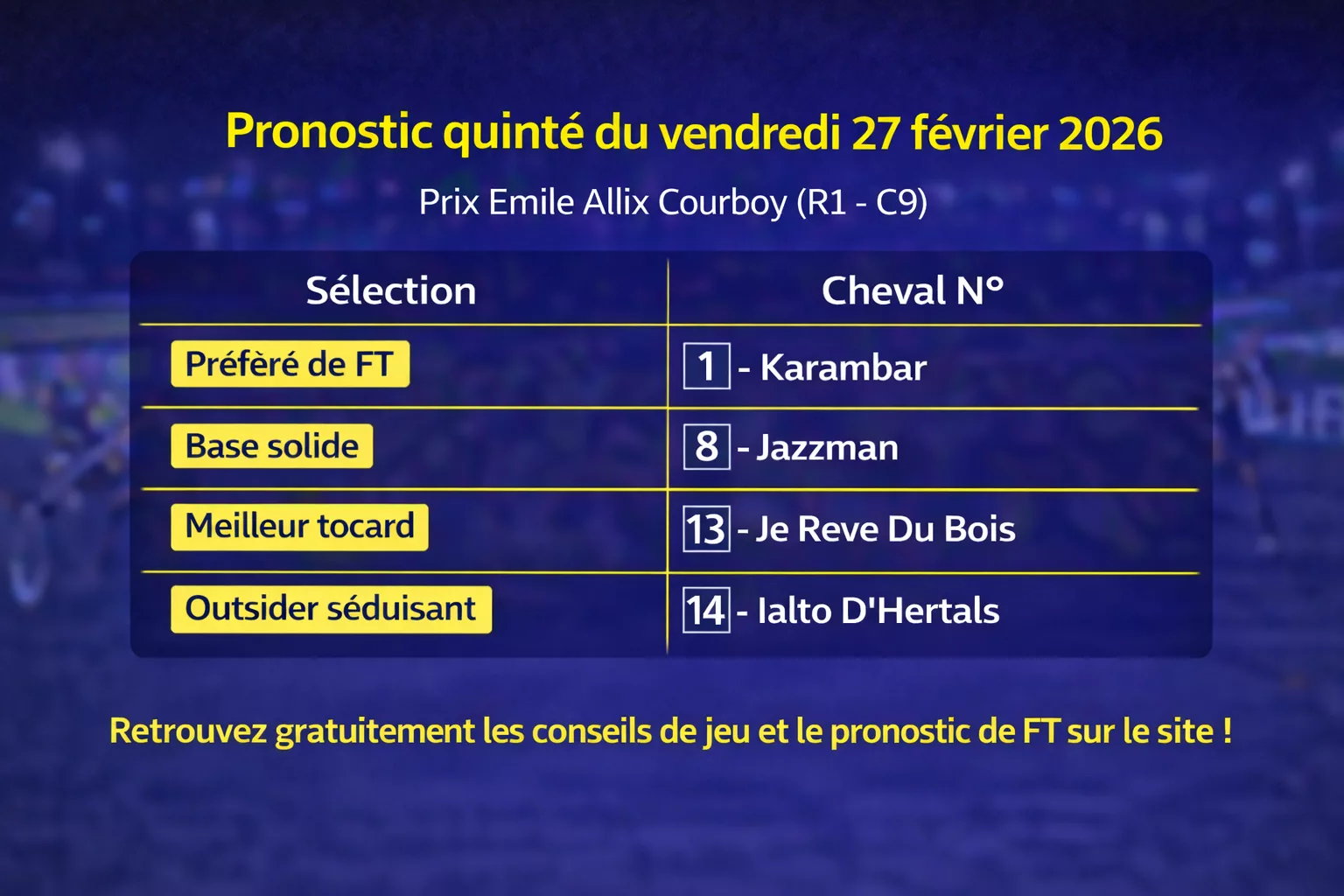 Pronostic PMU du 27 février 2026