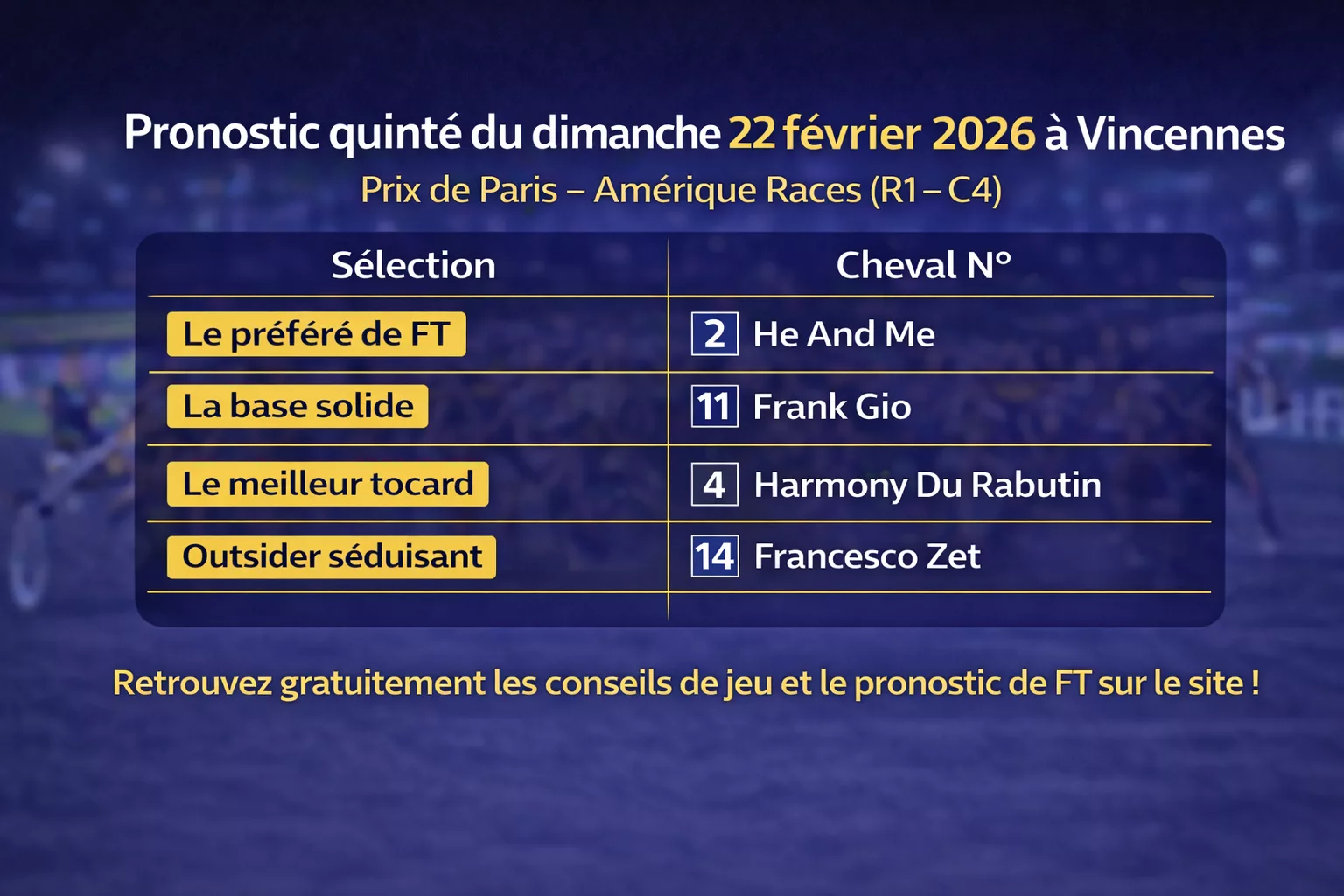 Pronostic Quinté du 22 février 2026
