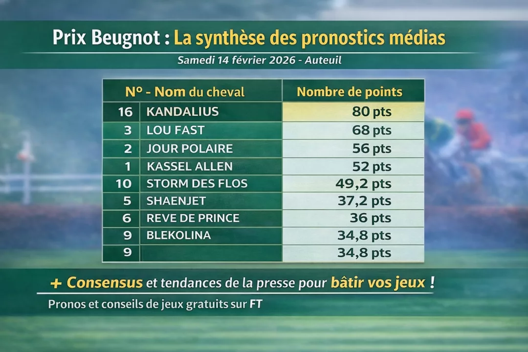 Pronostic Quinté presse PMU samedi 14 février 2026