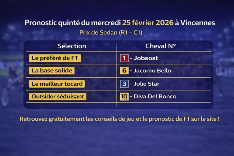 Pronostic quinté du mercredi 25 février 2026