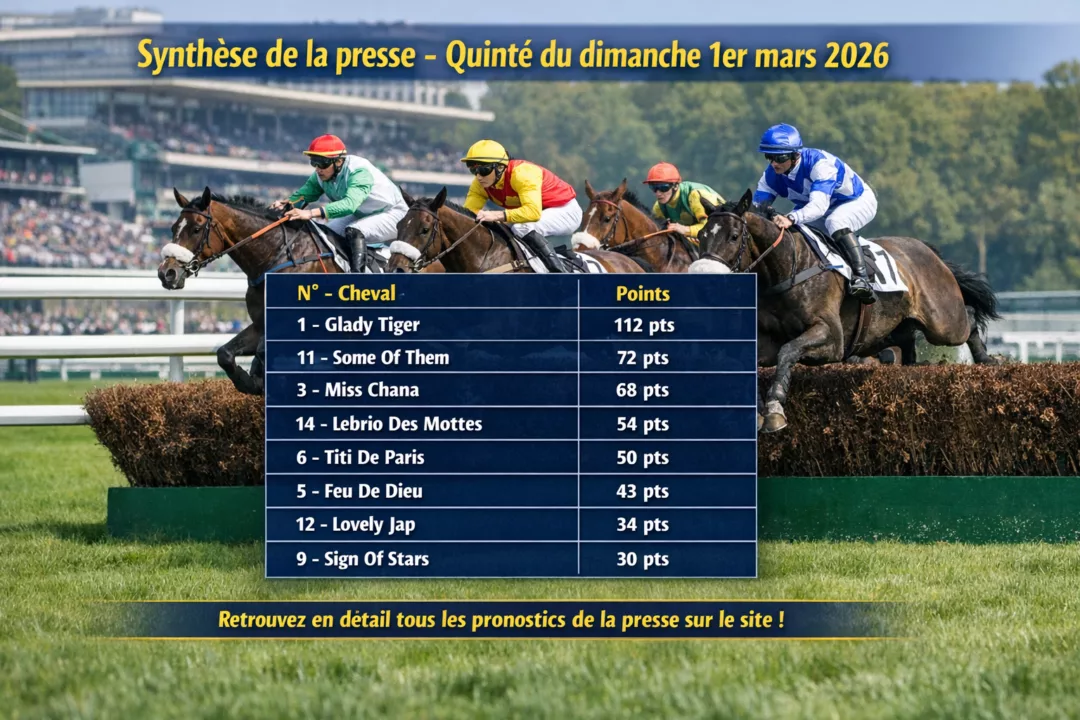 Pronostics quinté presse pmu du dimanche 1er mars 2026