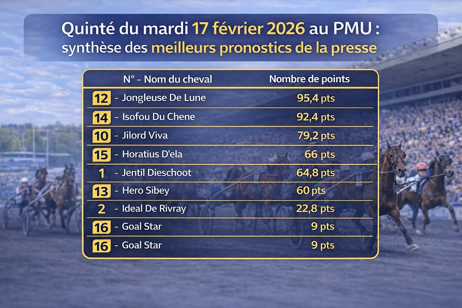 Quinté 17 février 2026 presse