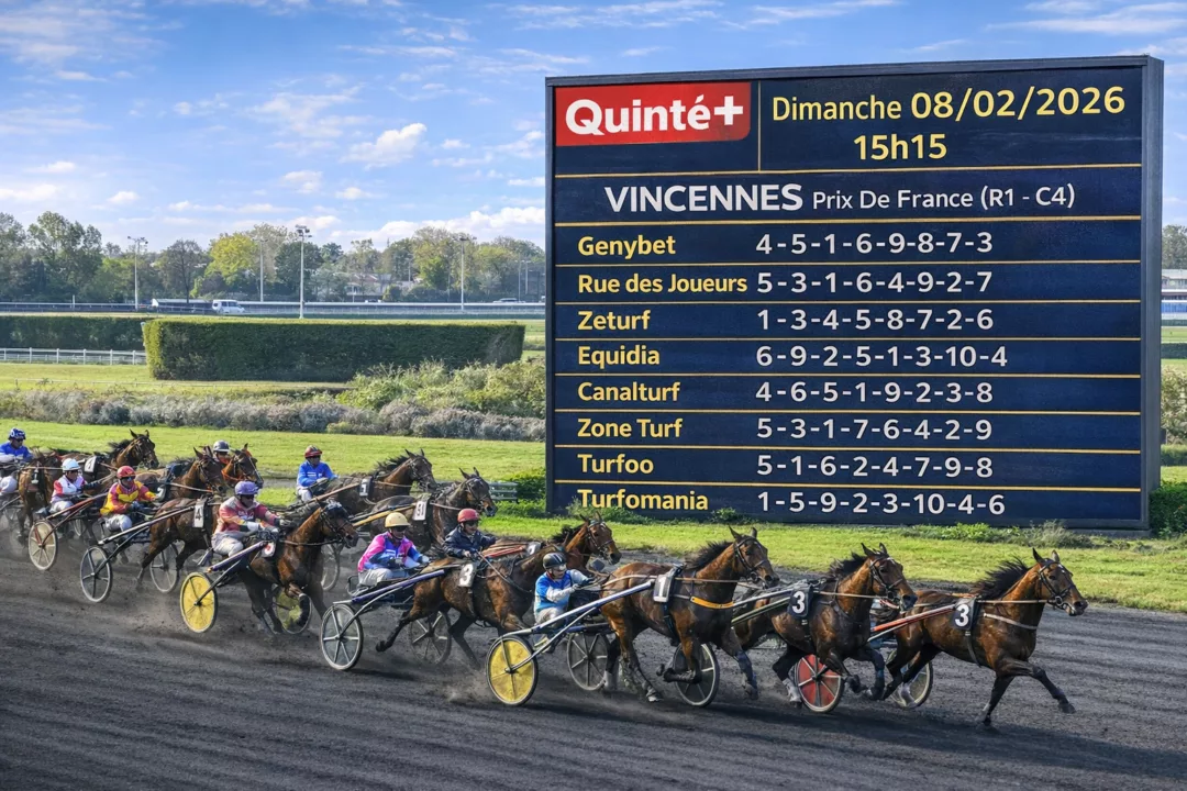 Quinté du dimanche 8 février 2026 au PMU les favoris des médias pour le Prix de France !