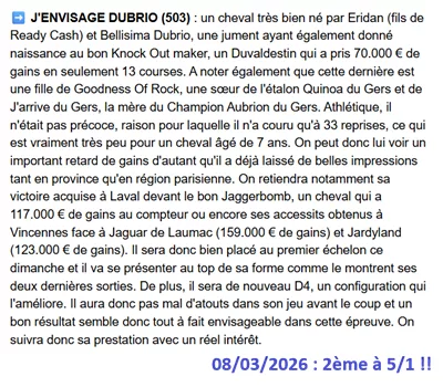 Pronostic PMU gagnant du 08/03/2026