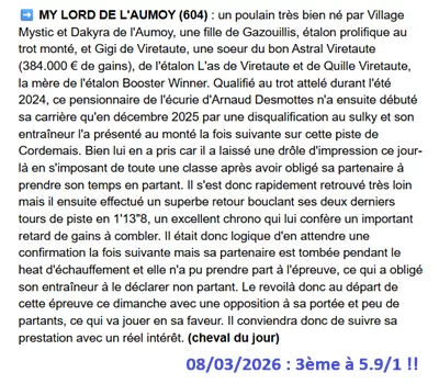 Pronostic PMU gagnant du 08/03/2026