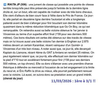 Pronostic PMU gagnant du 11/03/2026