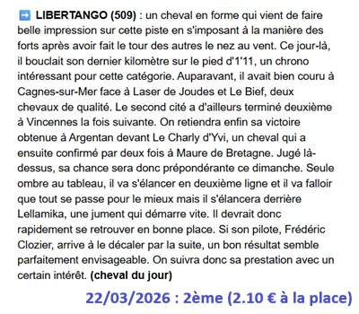 Pronostic gagnant du 22/03/2026