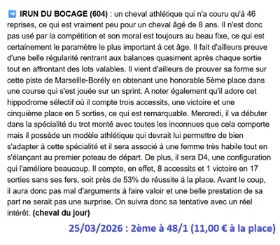 Pronostic PMU gagnant du 25/03/2026