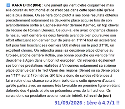 Pronostic PMU gagnant du 31/03/2026