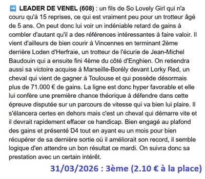 Pronostic PMU gagnant du 31/03/2026